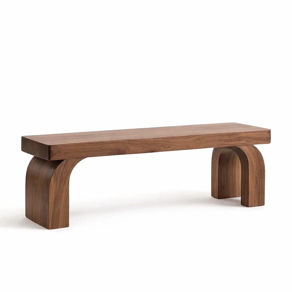 Panca in legno massello di rovere curvata marrone 120x35x45 cm-DREAMNOOKZ