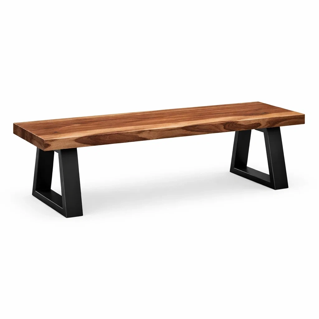 Panca in legno di acacia e metallo nero 180x30x45 cm-DREAMNOOKZ