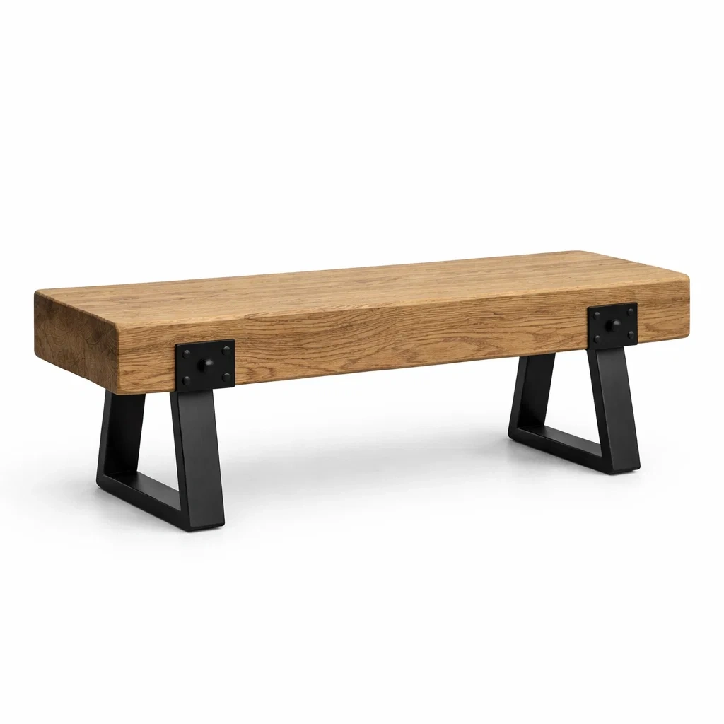 Panca in rovere massello e acciaio verniciato nero 120x35x40 cm-DREAMNOOKZ