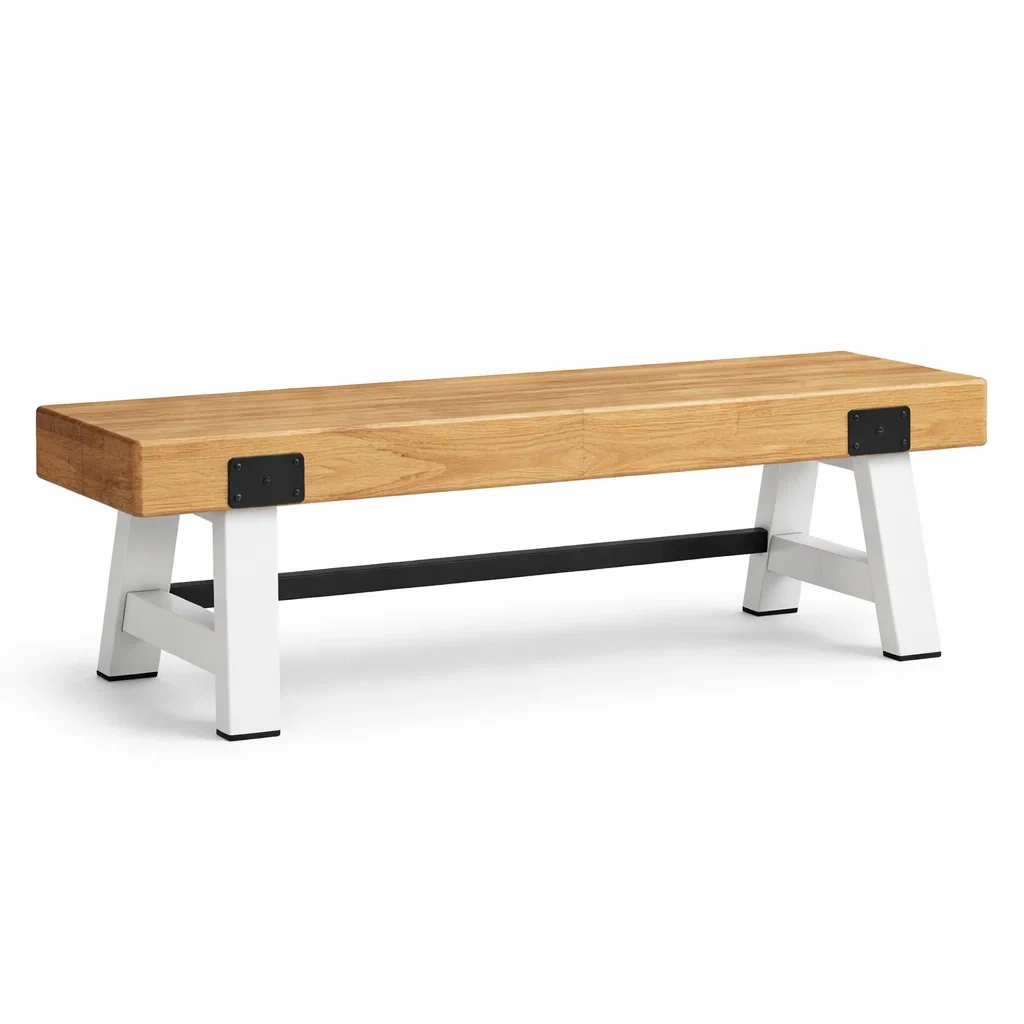 Panca in legno e acciaio bianco 140x35x45 cm-DREAMNOOKZ