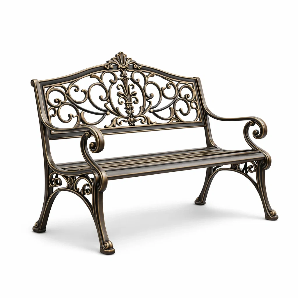 Panchina in alluminio pressofuso bronzo 120x55x90 cm-DREAMNOOKZ