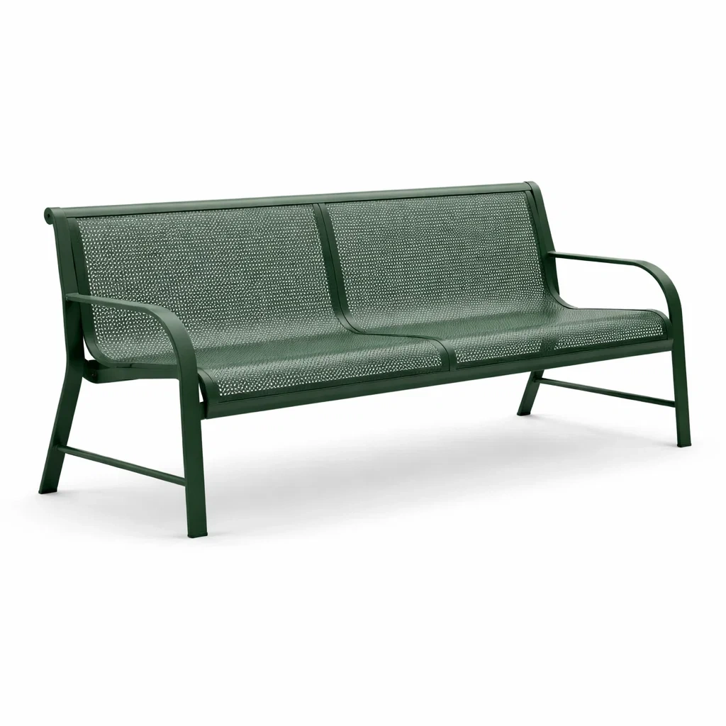 Panchina in metallo verde per esterno a 3 posti-DREAMNOOKZ