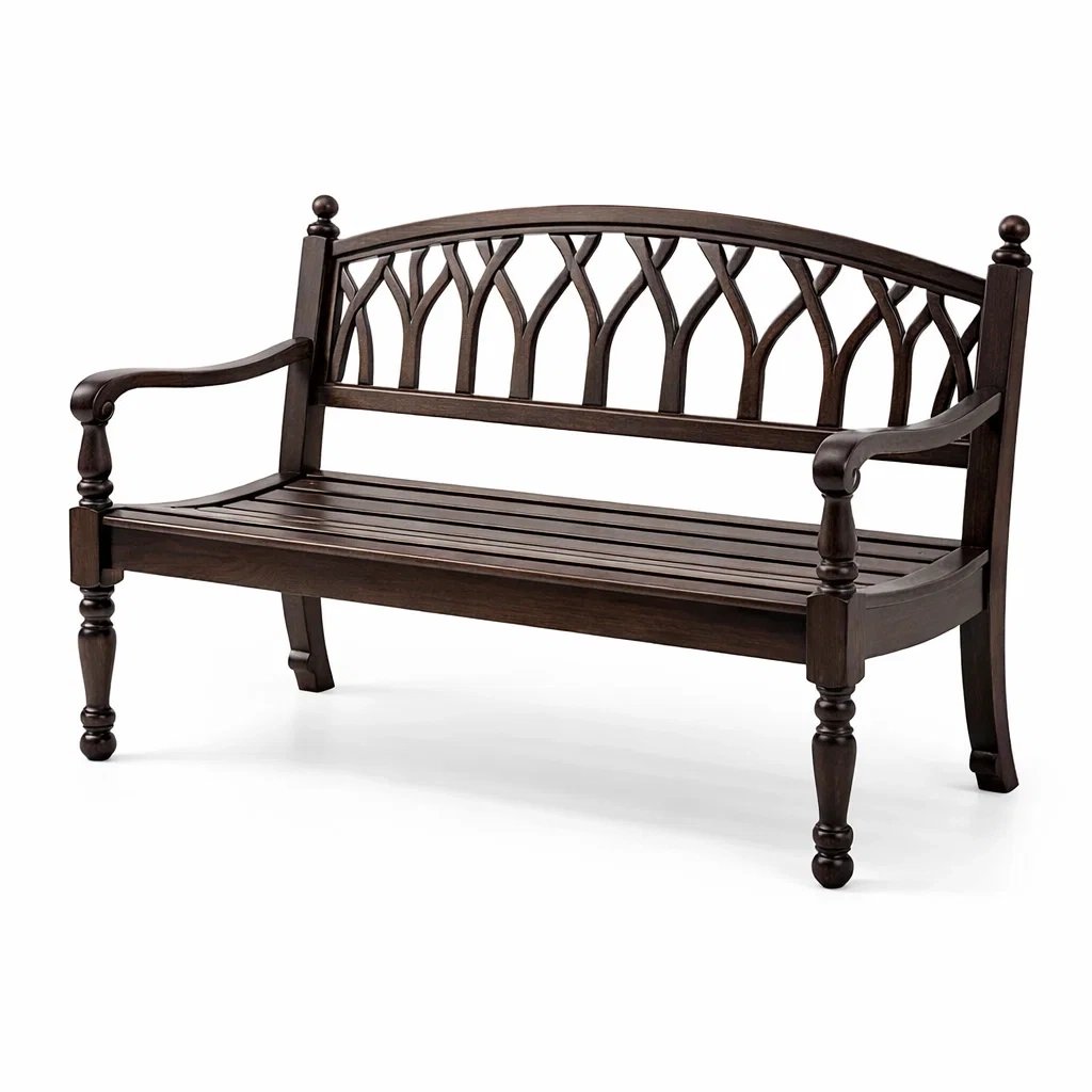 Panchina in legno massello marrone scuro da giardino-DREAMNOOKZ