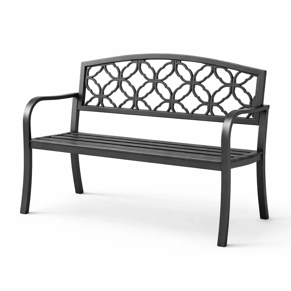 Panchina in metallo nero-DREAMNOOKZ