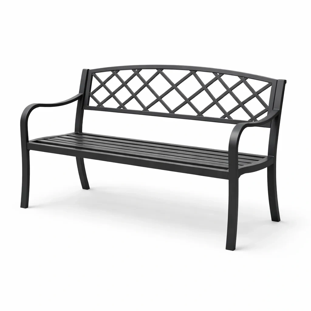 Panchina in metallo nero da giardino 123x60x80 cm-DREAMNOOKZ