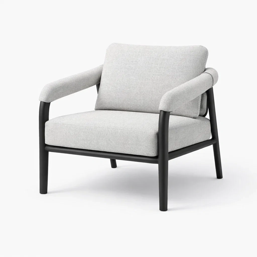 Poltrona in acciaio e poliestere grigio con struttura nera 75x80x75 cm-DREAMNOOKZ