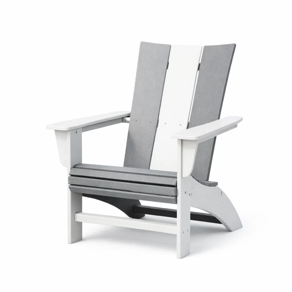 Sedia Adirondack in plastica riciclata grigio e bianco-DREAMNOOKZ