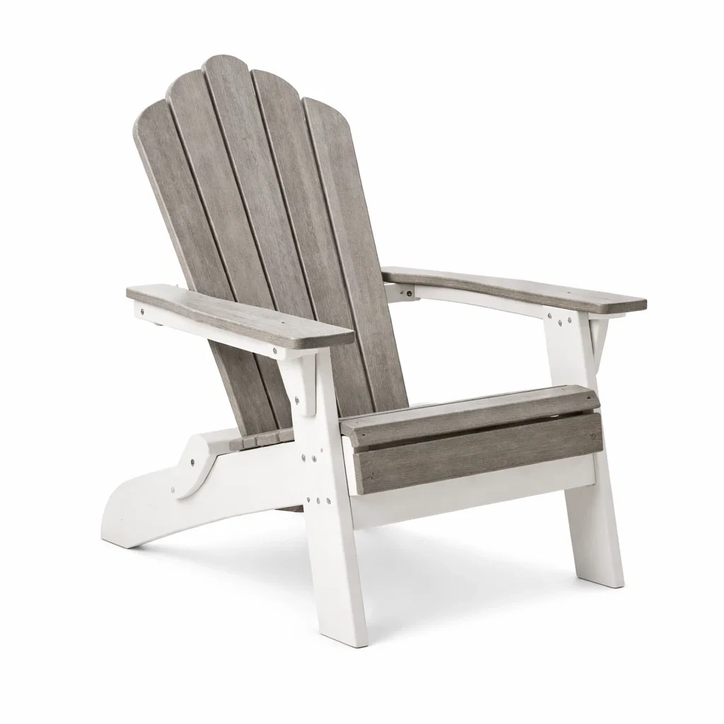 Sedia Adirondack in legno composito grigio e bianco-DREAMNOOKZ