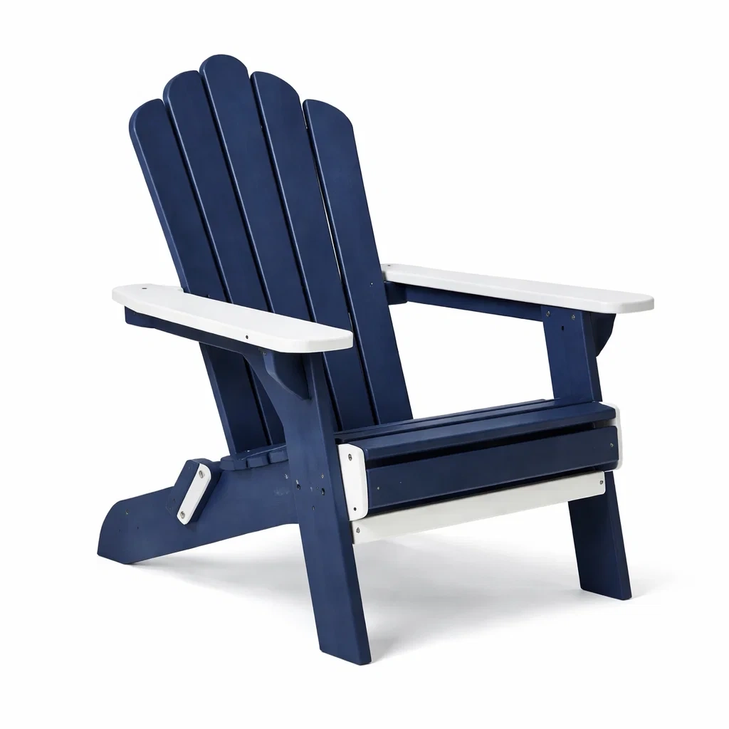 Sedia Adirondack in legno composito blu e bianco per esterni-DREAMNOOKZ