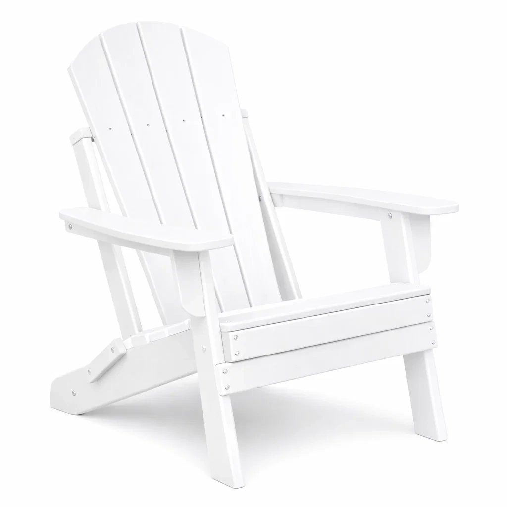 Sedia Adirondack in legno composito bianco per esterni-DREAMNOOKZ