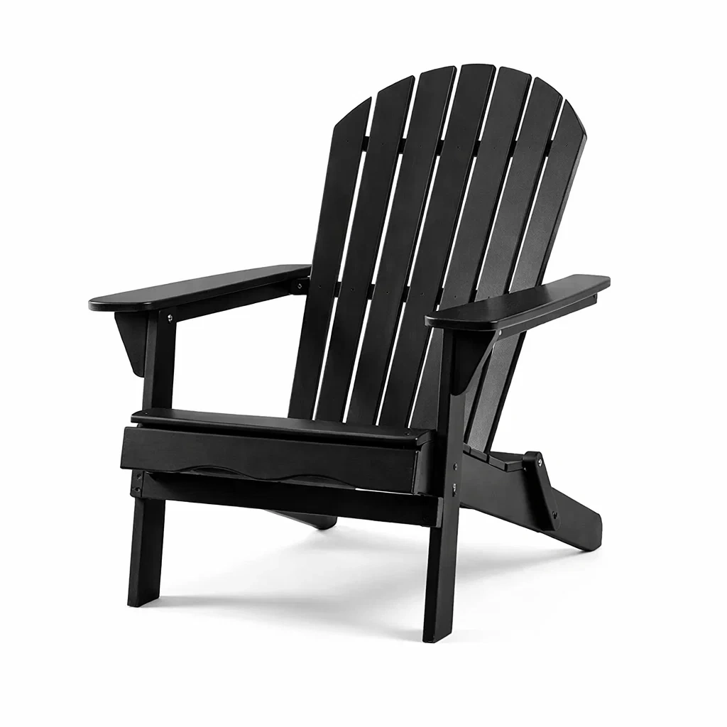 Sedia Adirondack in legno nero per esterni-DREAMNOOKZ