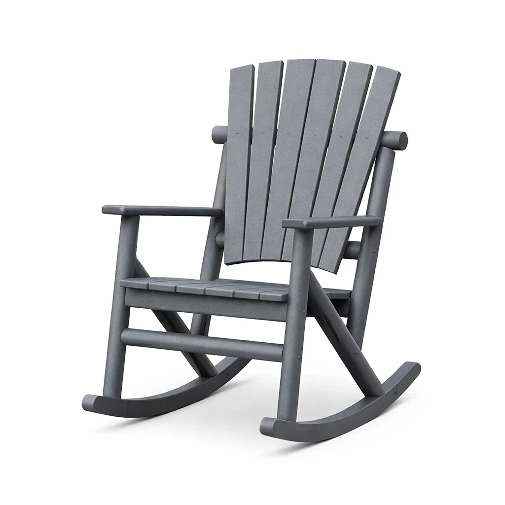 Sedia a dondolo in polietilene grigio per esterni-DREAMNOOKZ