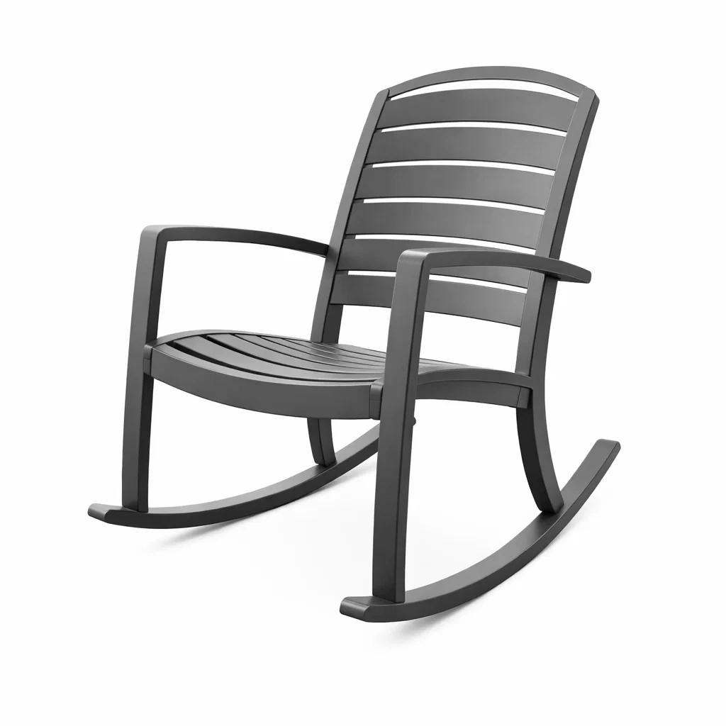 Sedia a dondolo in plastica polipropilene nera-DREAMNOOKZ