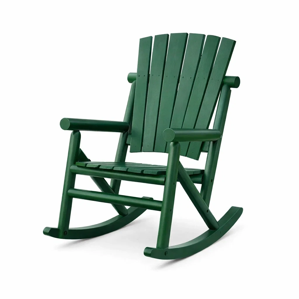 Sedia a dondolo in legno verde per esterni-DREAMNOOKZ