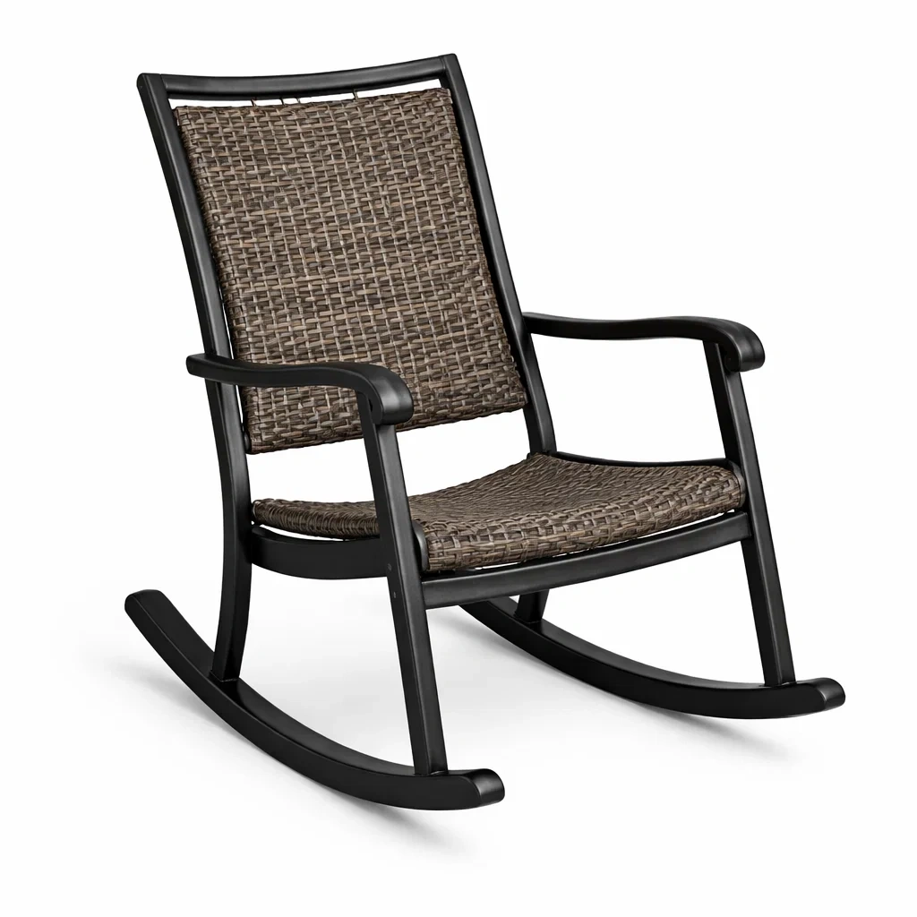 Sedia a dondolo in rattan sintetico con telaio in alluminio-DREAMNOOKZ