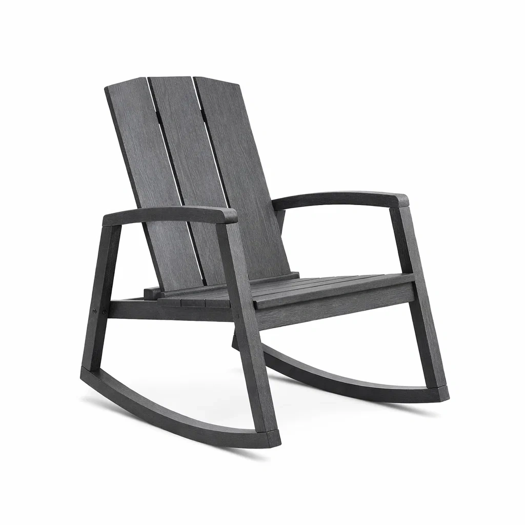 Sedia a dondolo in legno sintetico grigio antracite-DREAMNOOKZ