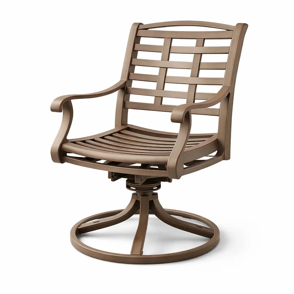 Sedia girevole in alluminio marrone con braccioli-DREAMNOOKZ