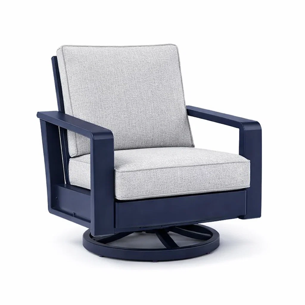 Sedia girevole in alluminio con tessuto grigio e blu-DREAMNOOKZ