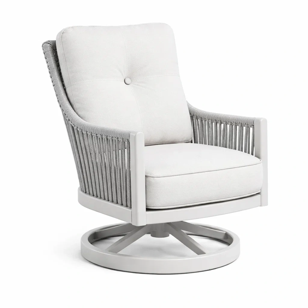 Sedia girevole in alluminio e tessuto poliestere grigio-DREAMNOOKZ