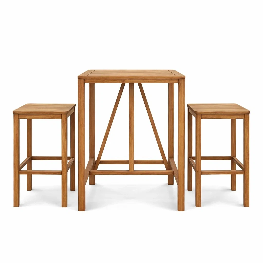 Set da bar in legno con tavolo e sgabelli 3 pezzi-DREAMNOOKZ