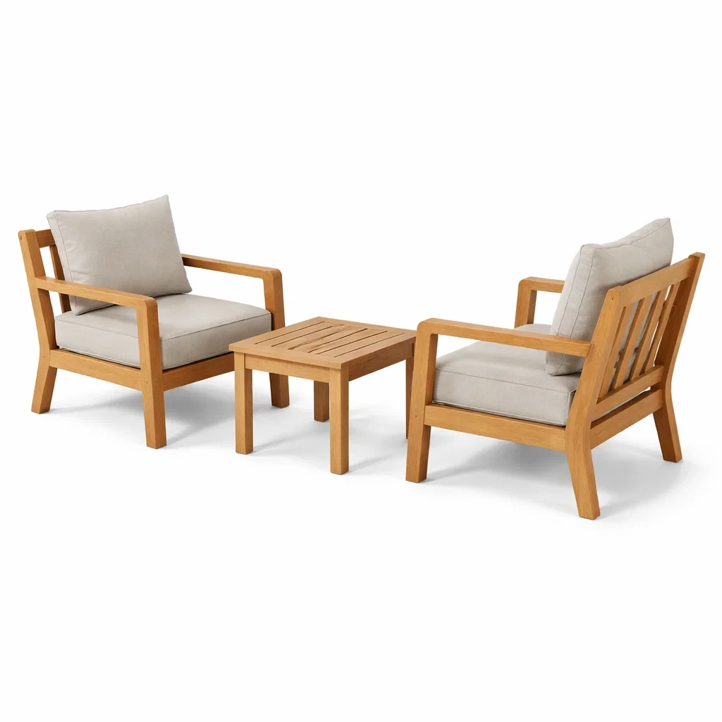 Set relax in legno di teak con cuscini grigi-DREAMNOOKZ