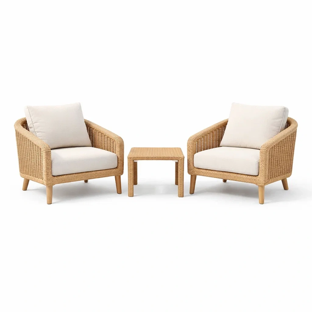 Set relax in rattan con due poltrone e tavolino-DREAMNOOKZ