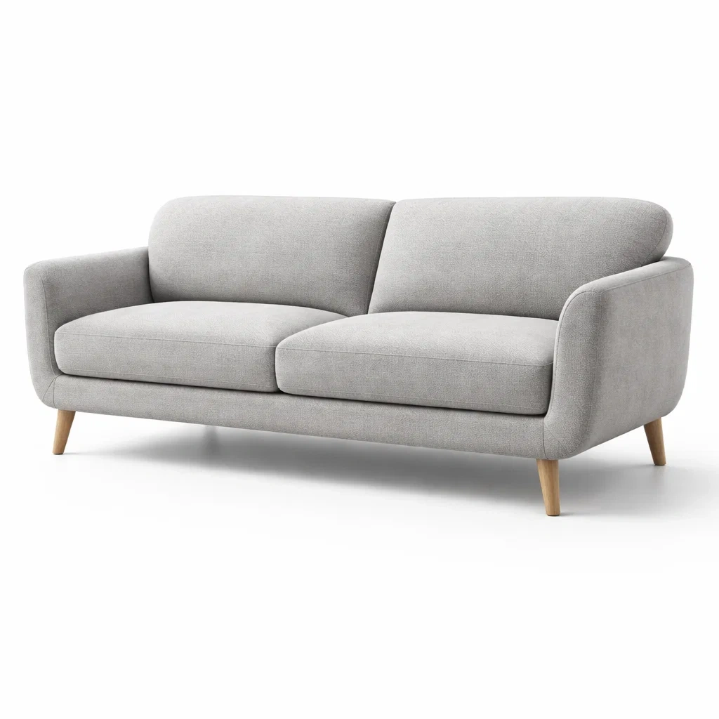 Divano in Tessuto con Gambe in Legno Tre Posti-ZENVIBEZZ