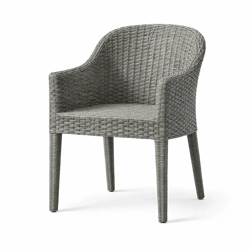 Poltrona in Rattan Sintetico Grigio con Braccioli-ZENVIBEZZ
