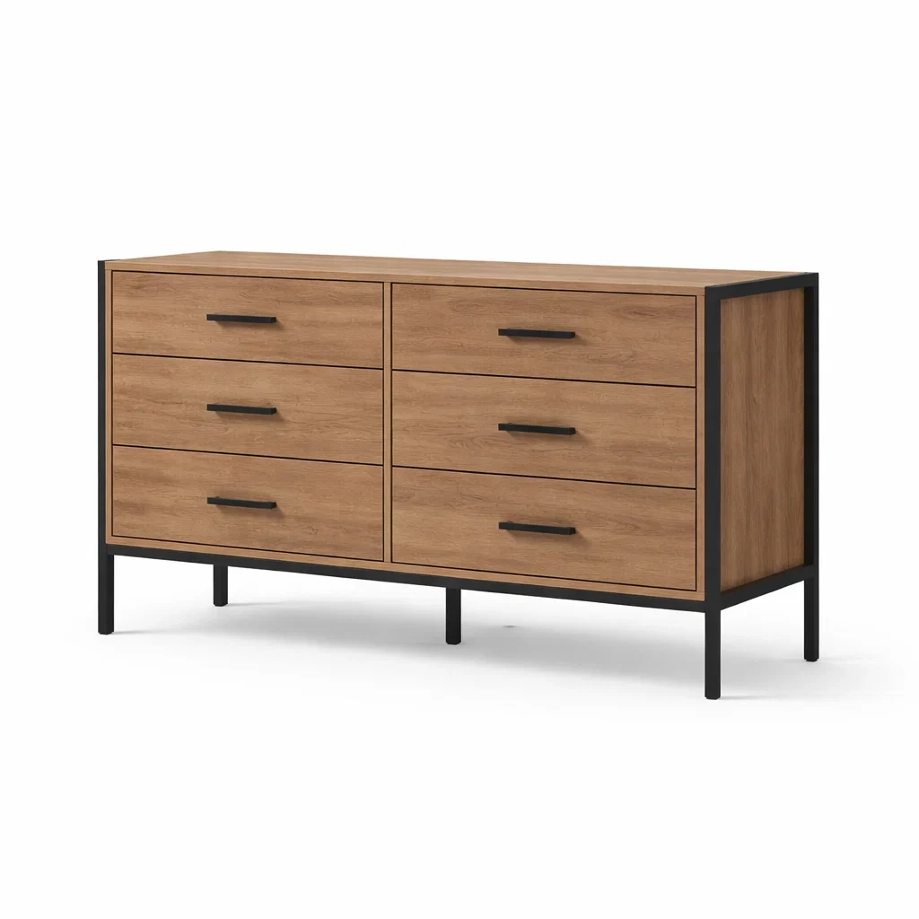 Cassettiera in Legno e Metallo con Cassetti-ZENVIBEZZ