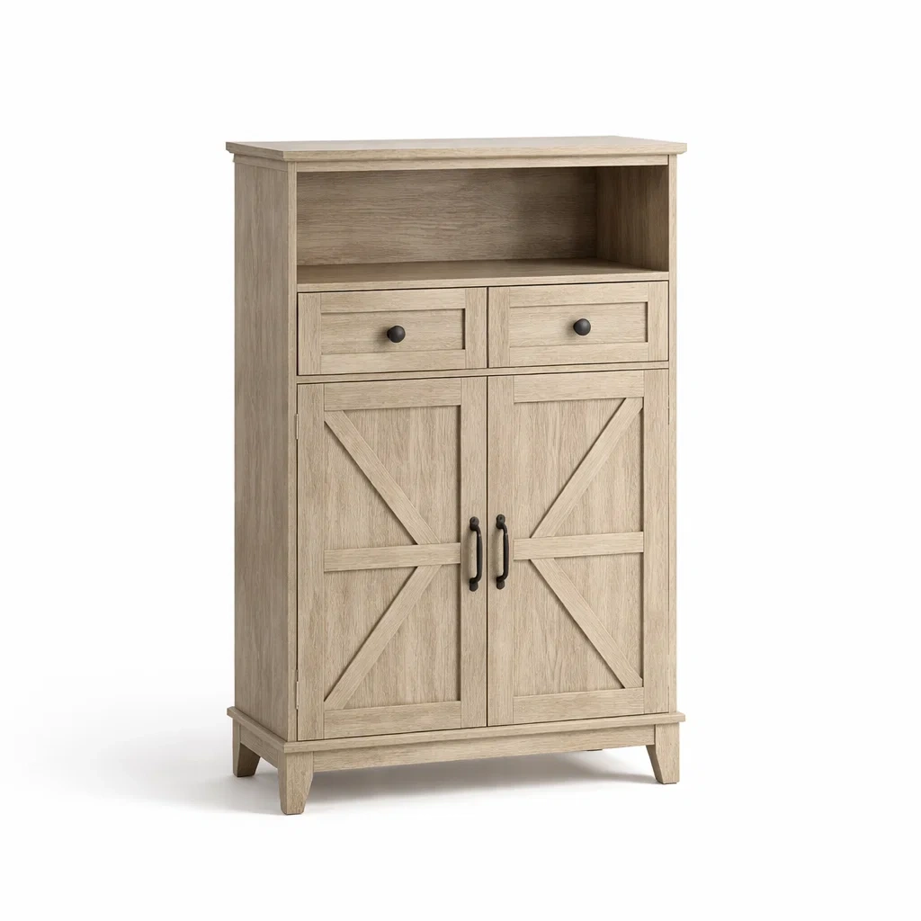 Credenza in Legno Rovere con Cassetti e Ante-ZENVIBEZZ