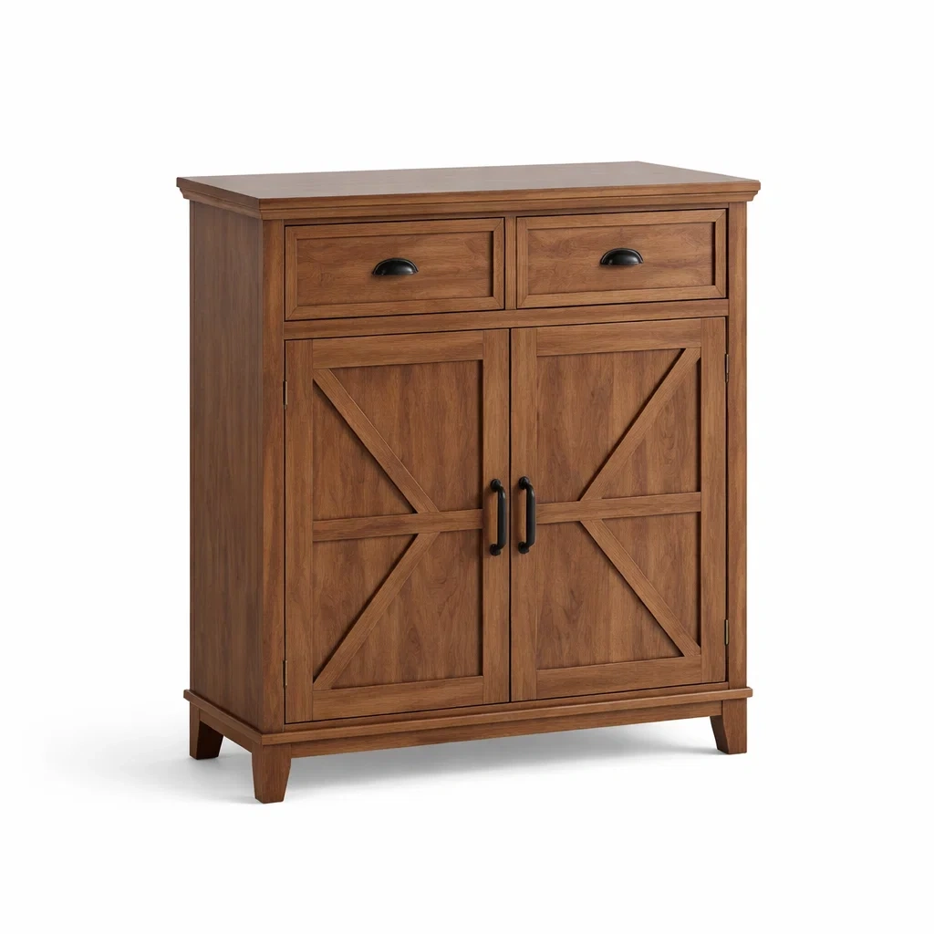 Credenza in Legno con Cassetti e Ante Noce-ZENVIBEZZ