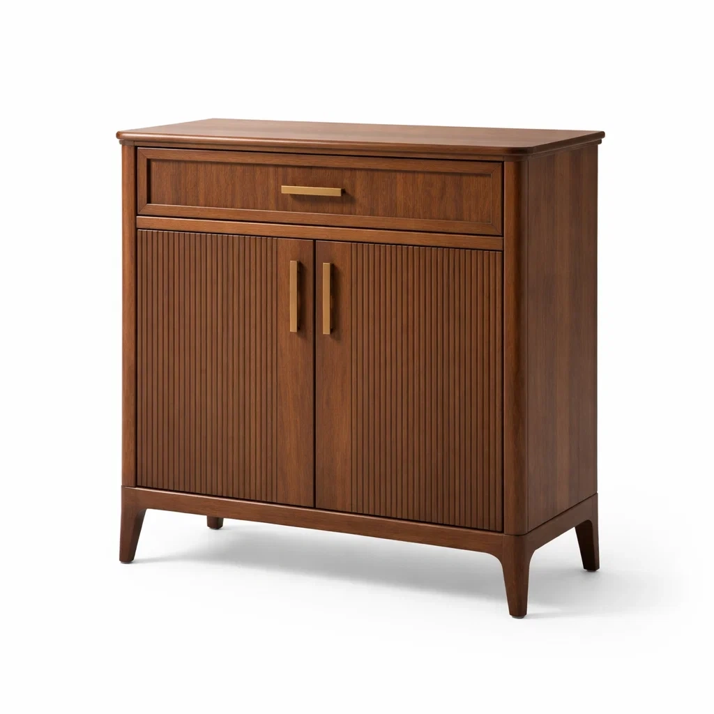 Credenza in Legno di Noce con Antine e Cassetto-ZENVIBEZZ