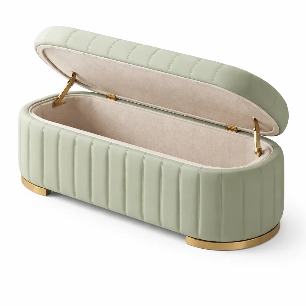 Panca contenitore Rettangolare in Ecopelle Verde Menta-ZENVIBEZZ