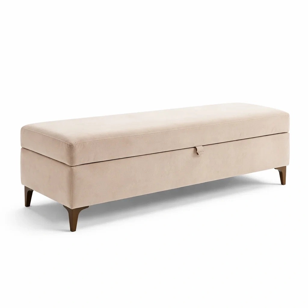 Panca contenitore in Microfibra Beige-ZENVIBEZZ