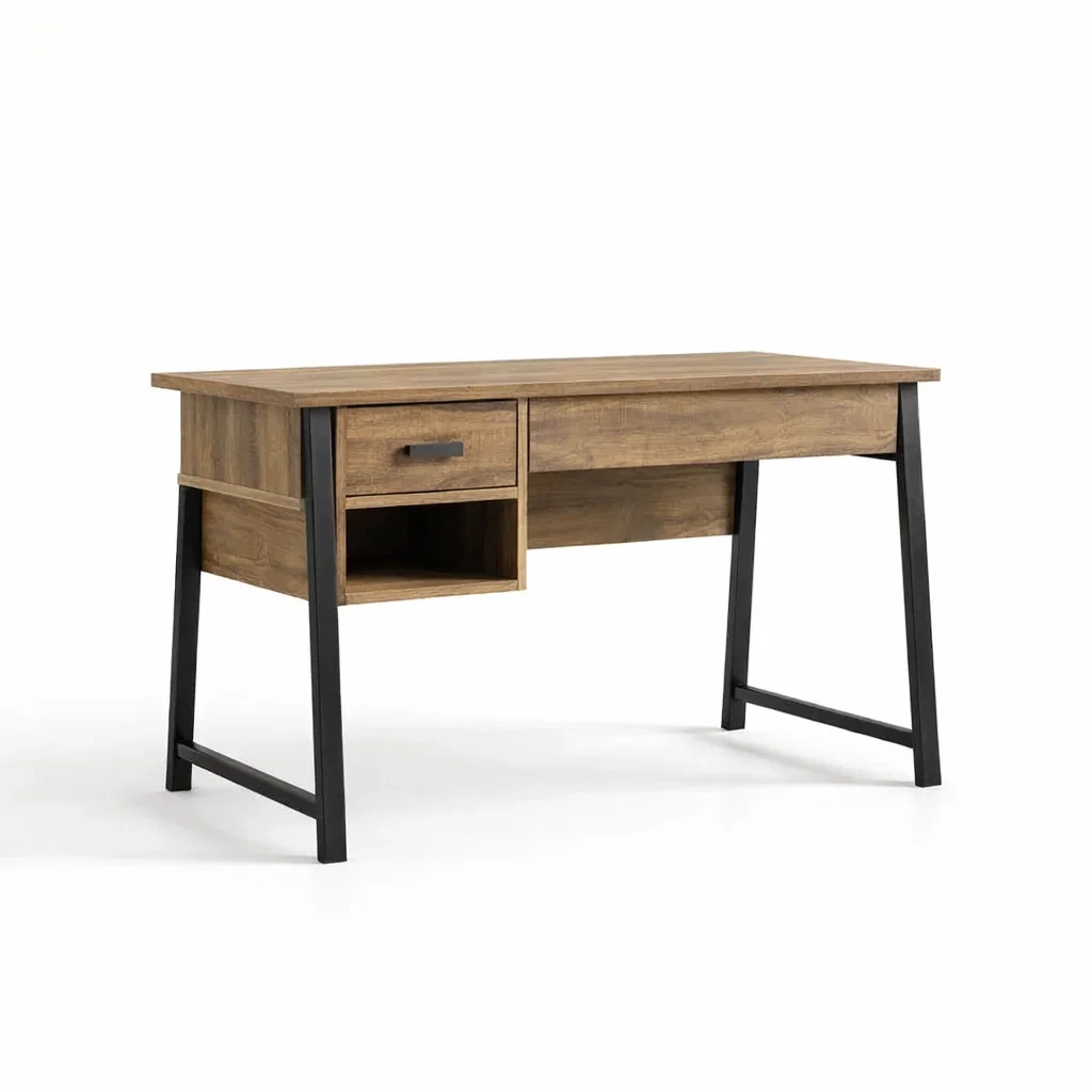 Scrivania in Legno con Gambe in Metallo Nero-ZENVIBEZZ