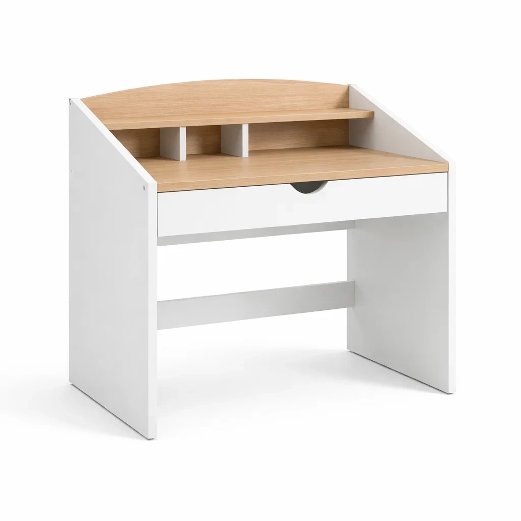 Scrivania per Bambini in MDF Bianco e Naturale-ZENVIBEZZ