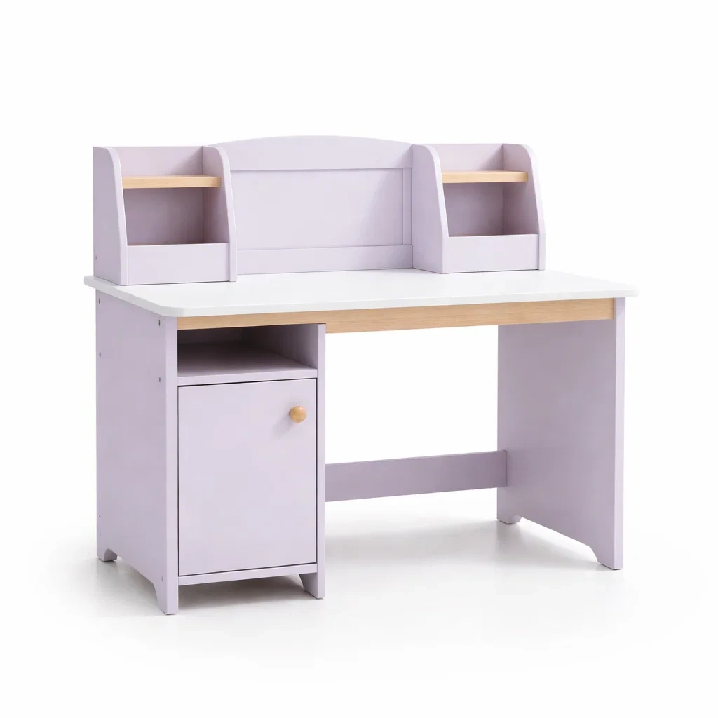 Scrivania per Bambini in MDF Lilla e Legno-ZENVIBEZZ