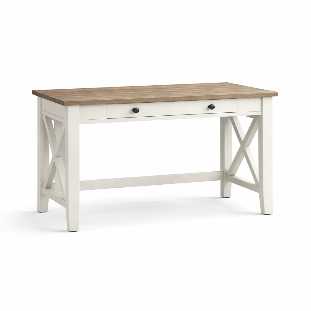 Scrivania in Legno e MDF con Cassetto Bianco-ZENVIBEZZ