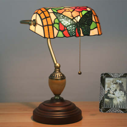 Noogni™ Retro Banker’s Stained Glass Desk Lamp - Noogni