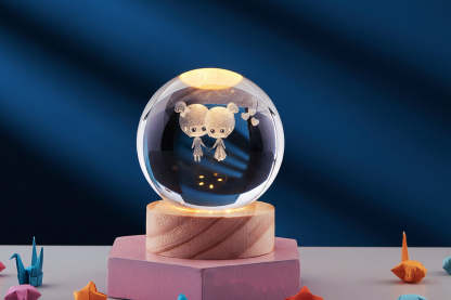 3D Crystal Ball Solar System Night Light with Warm Glow - Noogni