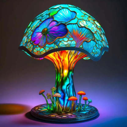 Colored Glass Mushroom Desk Lamp Decorative Table Light - Noogni