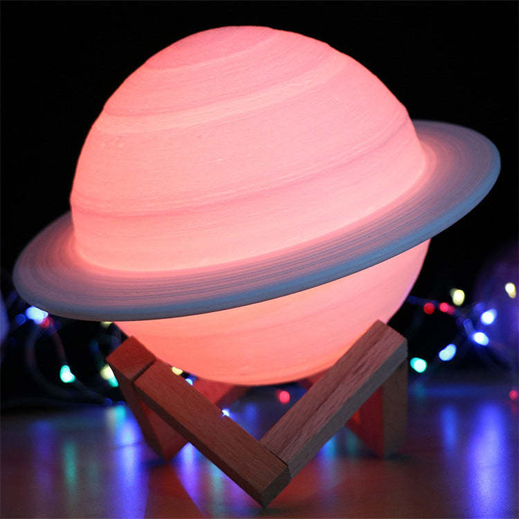 3D Printed Saturn LED Night Light with Remote Control - Noogni