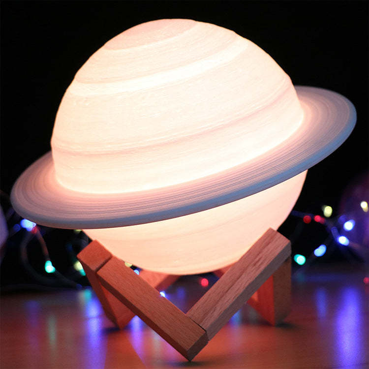 3D Printed Saturn LED Night Light with Remote Control - Noogni