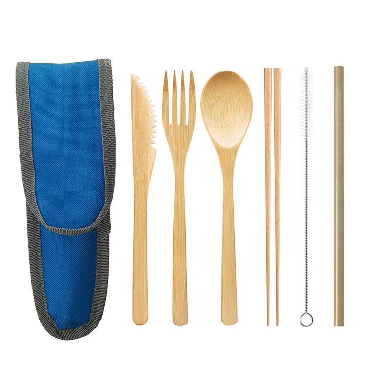 Portable Bamboo Travel Cutlery Set with Chopsticks and Straw - Noogni