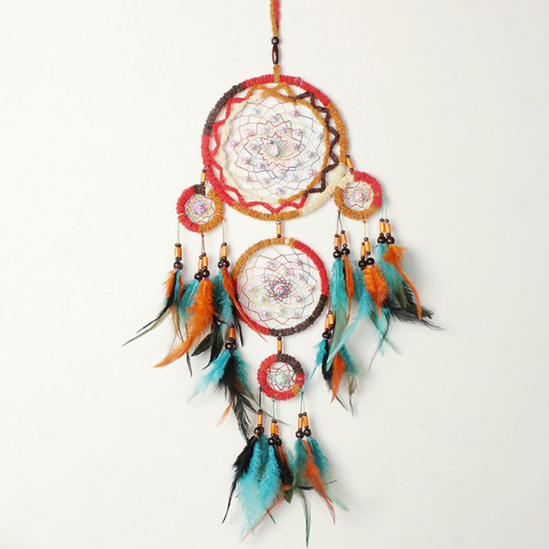 Indoor Colorful Feather Dream Catcher Wall Ornament - Noogni
