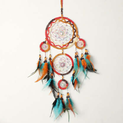 Indoor Colorful Feather Dream Catcher Wall Ornament - Noogni