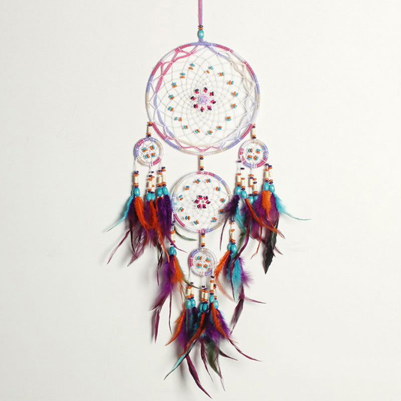 Indoor Colorful Feather Dream Catcher Wall Ornament - Noogni