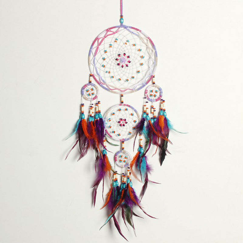 Indoor Colorful Feather Dream Catcher Wall Ornament - Noogni