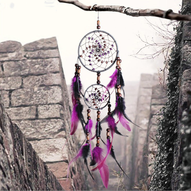 Indoor Colorful Feather Dream Catcher Wall Ornament - Noogni