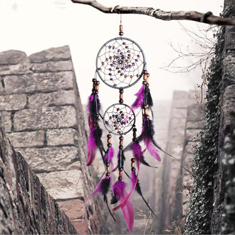 Indoor Colorful Feather Dream Catcher Wall Ornament - Noogni